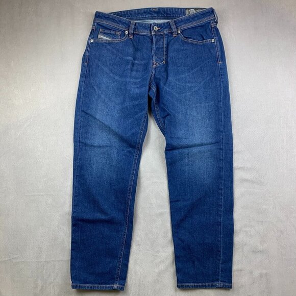 Diesel Mens Pants 33 Blue Jeans Larkee-Beex Regular Tapered Stretch Denim 33x29 - Picture 1 of 13